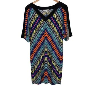 Maggy London Colorful Retro V Neck Summer Dress